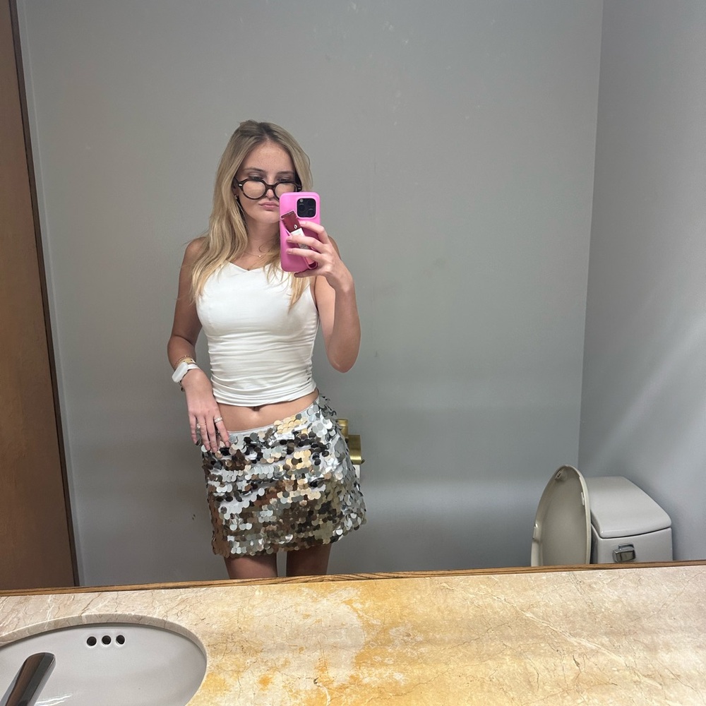 Reformation Sequin Mini Skirt